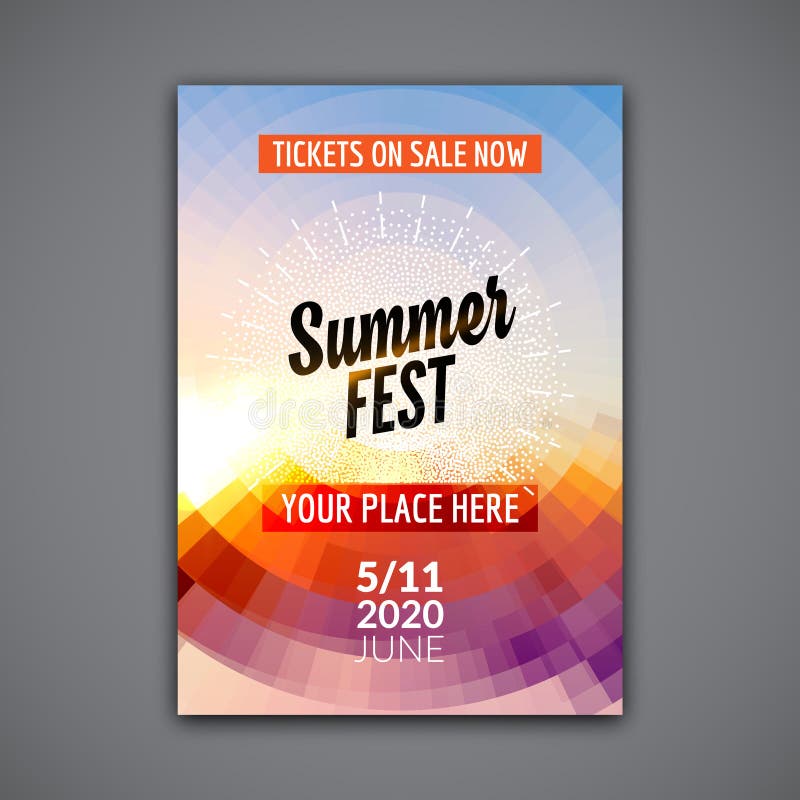 Plantilla del diseño del aviador del festival del verano Diseño colorido de la plantilla del aviador del cartel del verano