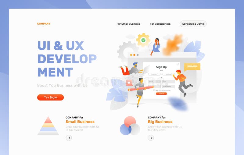 Plantilla del jefe del desarrollo de UI y de UX ilustración del vector Plantilla del jefe del desarrollo de UI y de UX ilustración del vector
