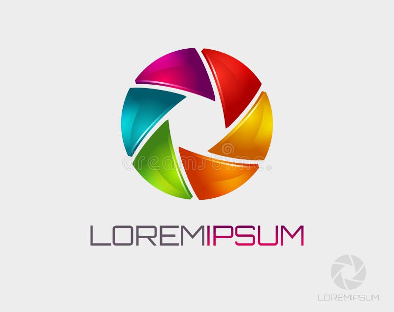 Plantilla del logotipo de la foto Icono del diafragma stock de ilustración Plantilla del logotipo de la foto Icono del diafragma stock de ilustración