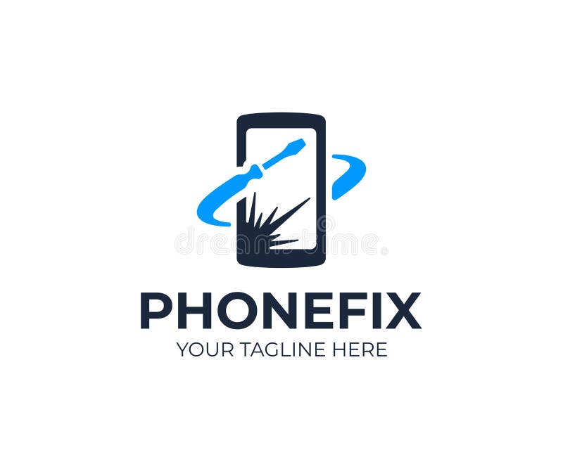 Plantilla del logotipo de la reparación del teléfono móvil La pantalla quebrada en vector de la herramienta del smartphone y del libre illustration Plantilla del logotipo de la reparación del teléfono móvil La pantalla quebrada en vector de la herramienta del smartphone y del libre illustration