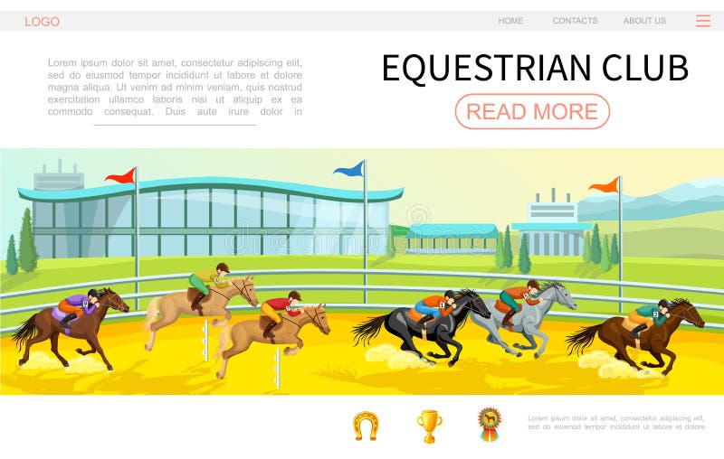 Plantilla ecuestre de la página web de la competencia de la historieta stock de ilustración Plantilla ecuestre de la página web de la competencia de la historieta stock de ilustración