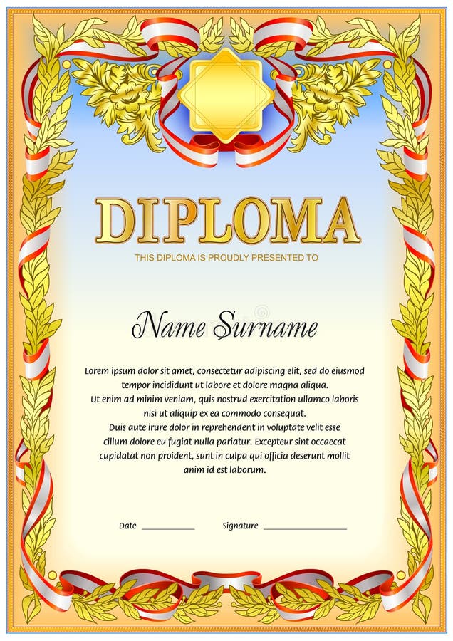 Plantilla En Blanco Del Diploma Stock De Ilustración Ilustración De