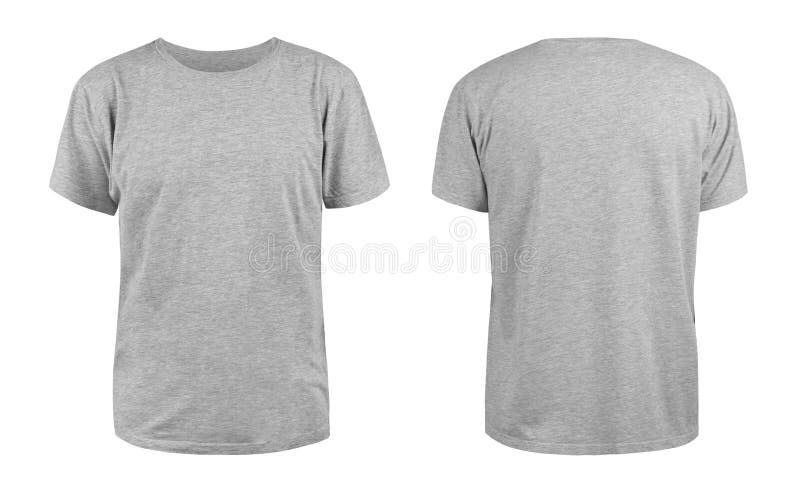 Plantilla en blanco gris de la camiseta de los hombres, a partir de dos lados, forma natural en maniquí invisible, para su maquet