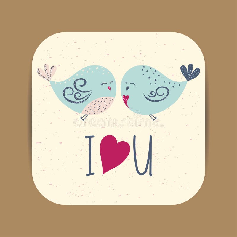 Plantilla linda de la tarjeta con dos pájaros en el amor para el día de tarjeta del día de San Valentín libre illustration Plantilla linda de la tarjeta con dos pájaros en el amor para el día de tarjeta del día de San Valentín libre illustration