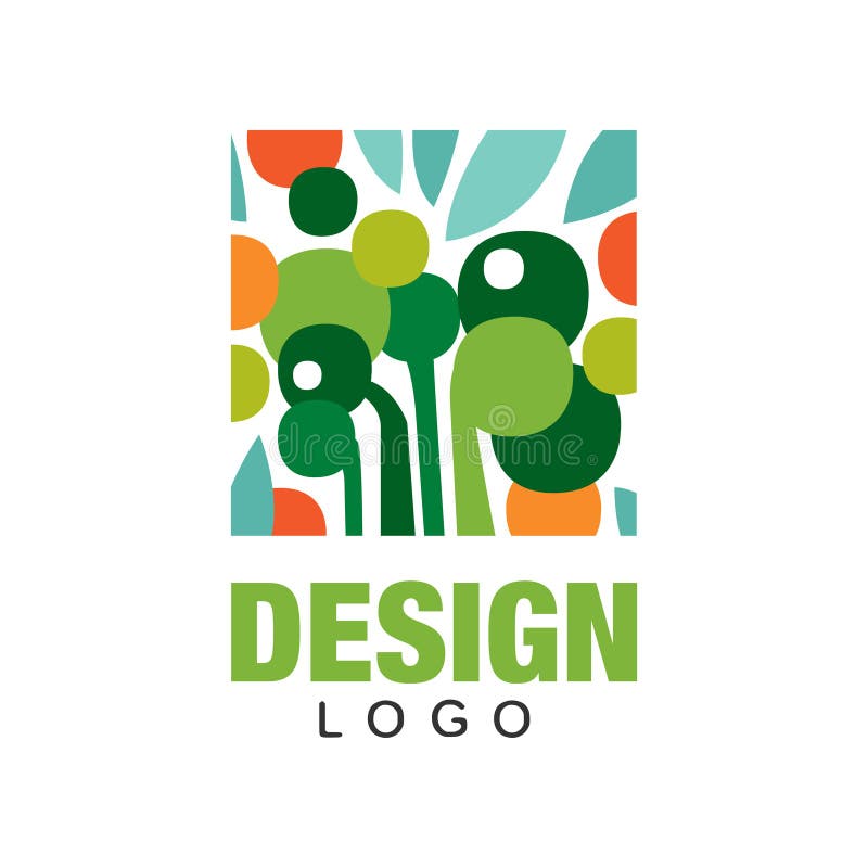 Plantilla orgánica del logotipo de las frutas Etiqueta abstracta en forma rectangular Consumición sana Diseño plano colorido del ilustración del vector Plantilla orgánica del logotipo de las frutas Etiqueta abstracta en forma rectangular Consumición sana Diseño plano colorido del ilustración del vector
