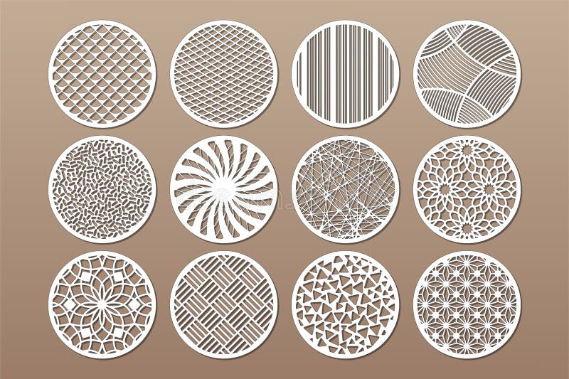 Plantilla redonda determinada para cortar Línea abstracta, modelo geométrico Corte del laser Fije el 1:2 del ratio Ilustración de libre illustration