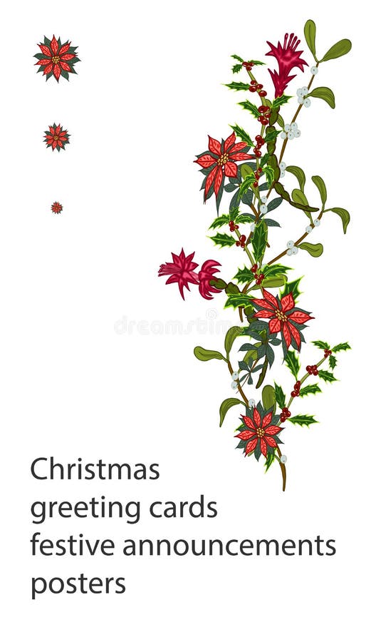 Plantillas de la Navidad con las flores para su diseño, tarjetas de felicitación, avisos festivos stock de ilustración Plantillas de la Navidad con las flores para su diseño, tarjetas de felicitación, avisos festivos stock de ilustración