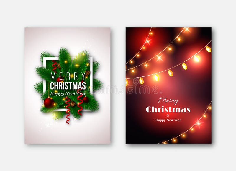 Plantillas de los folletos de la Navidad, tarjetas decorativas Pino t del Año Nuevo ilustración del vector Plantillas de los folletos de la Navidad, tarjetas decorativas Pino t del Año Nuevo ilustración del vector