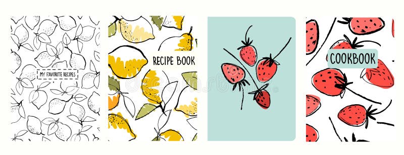 Plantillas De Portada Para Libros De Recetas Basados En Patrones Sin  Costuras Con Limones Y Fresas Ilustración del Vector - Ilustración de  cookbook, conjunto: 214827650