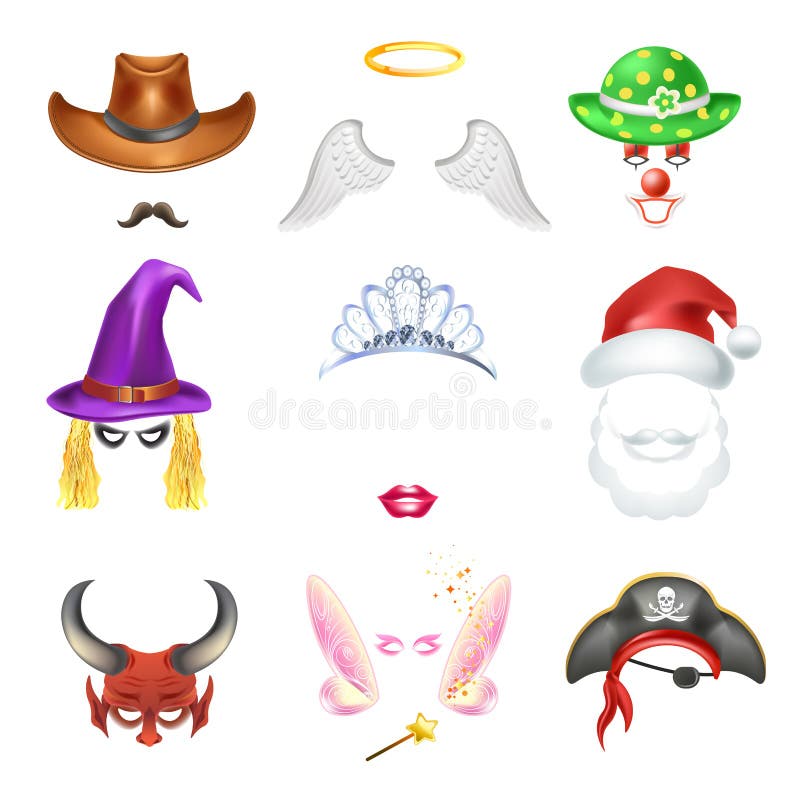Plantillas divertidas planas de los iconos de la charla del efecto divertido video de la cara fijadas libre illustration Plantillas divertidas planas de los iconos de la charla del efecto divertido video de la cara fijadas libre illustration
