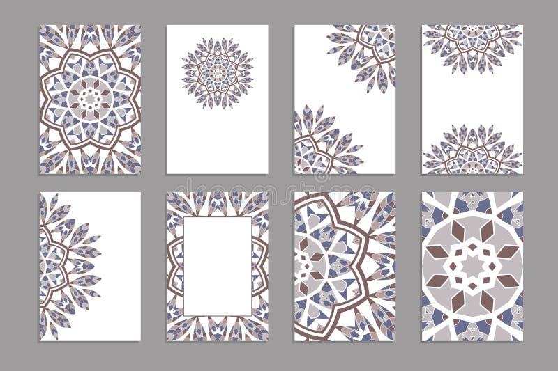 Plantillas para las tarjetas del saludo y de visita, folletos, cubiertas con adornos florales ilustración del vector Plantillas para las tarjetas del saludo y de visita, folletos, cubiertas con adornos florales ilustración del vector