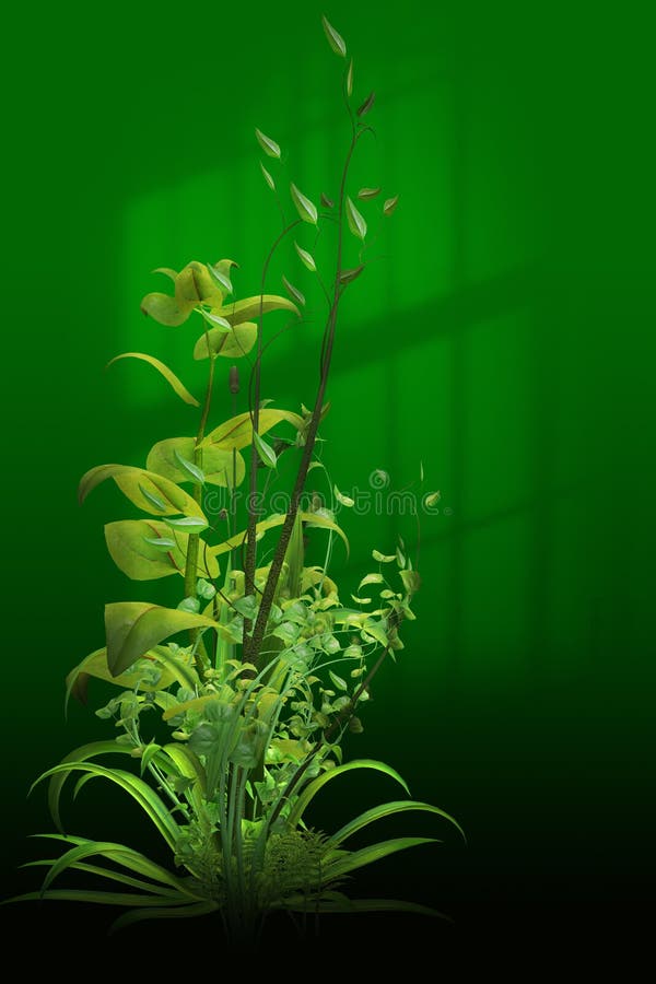 Plants on green background stock illustration. Illustration of