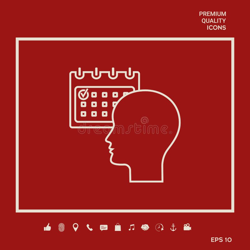 Planujący, czasu zarządzanie, osoba z kalendarzem - kreskowa ikona Graficzni elementy dla twój projekta royalty ilustracja Planujący, czasu zarządzanie, osoba z kalendarzem - kreskowa ikona Graficzni elementy dla twój projekta royalty ilustracja