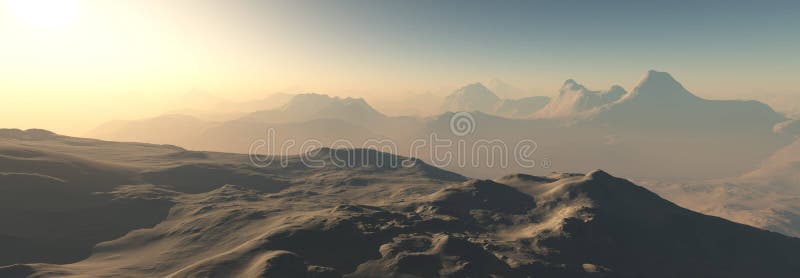 Planète rouge, paysage panoramique de Mars photos stock Planète rouge, paysage panoramique de Mars photos stock