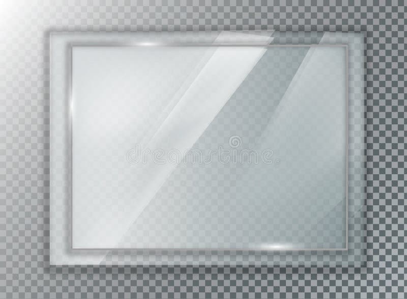 Plaque De Verre Sur Fond Transparent Plaques En Acrylique Ou En Plexiglas  En Forme De Rectangle Vector