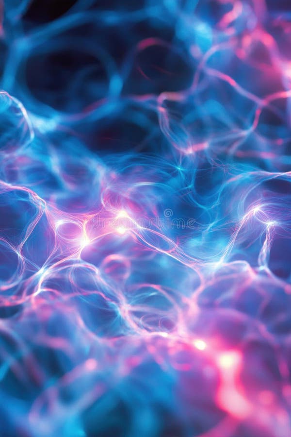 Plasma ball glowing with blue and pink lights stock photo
