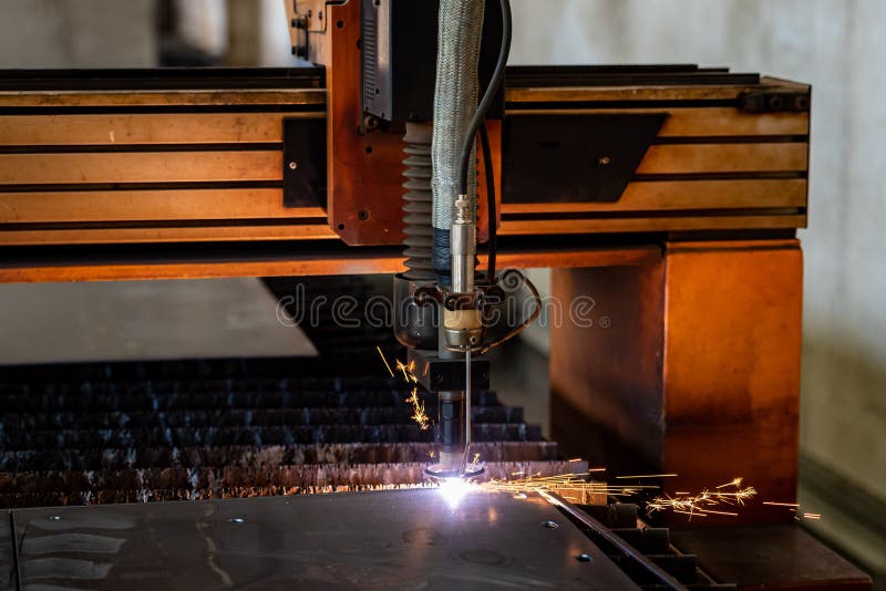 Plasma Steel Cutting in the Machine Industry Stock Image Image of