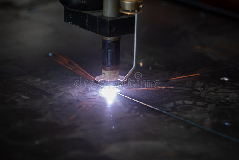 Plasma Steel Cutting in the Machine Industry Stock Image Image of