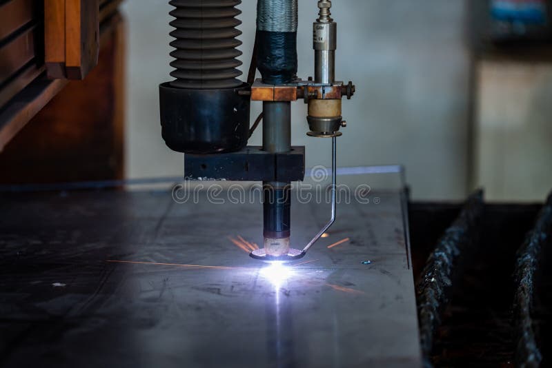 Plasma Steel Cutting in the Machine Industry Stock Photo Image of