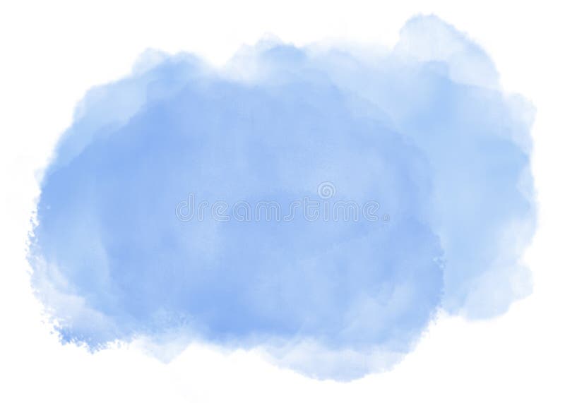 Plaster för molntäcke med blå pensel och vattenfärg Eterlig bakgrund för webbplats, malldesign eller bakgrund på vit bakgrund Dig