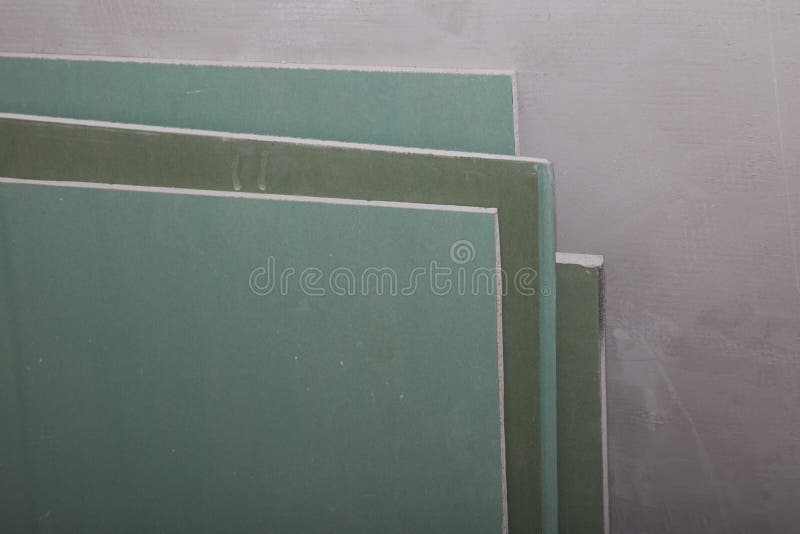 Plasterboard or Drywall Wall at the Construction Site Stock Image