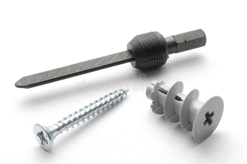 A Plasterboard Plug with and Mounting Accessory on White Background