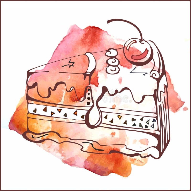 Plasterek wanilia tort z wiśnią royalty ilustracja Plasterek wanilia tort z wiśnią royalty ilustracja
