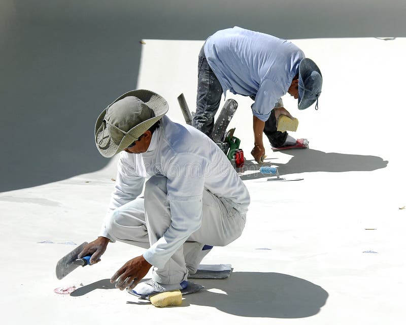 Plastering a swimming pool. Plastering a swimming pool