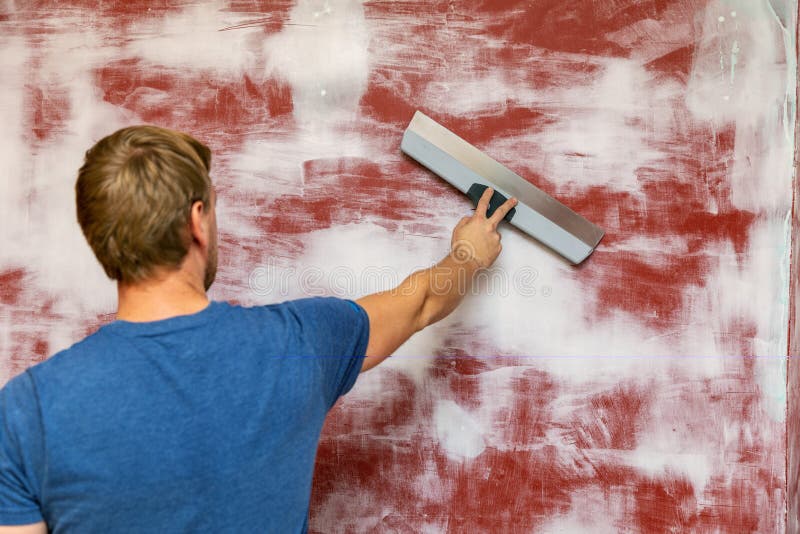 Plastering Wall with Taping Knife Stock Image Image of professional, spatula 127889913