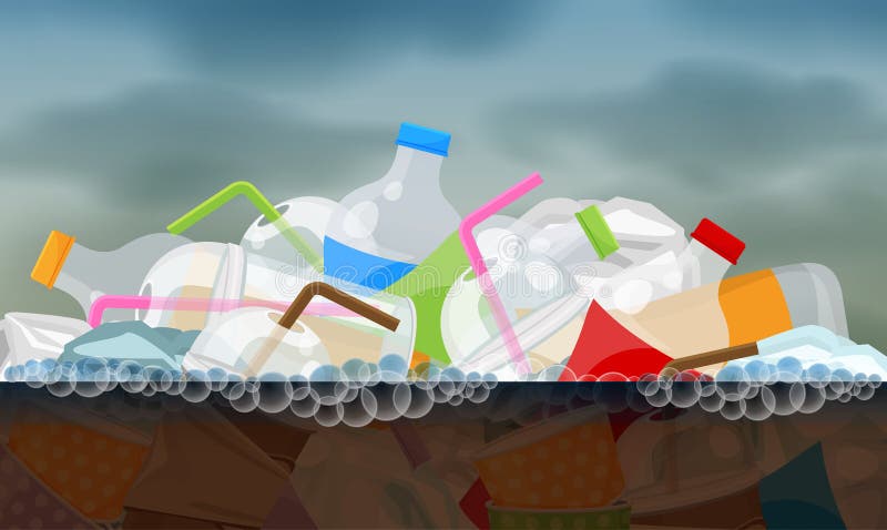 Plastic afvalvlotter op de water rotte vuile oppervlakte, de verontreinigingsrivier van het conceptenmilieu, het afval van het af stock illustratie Plastic afvalvlotter op de water rotte vuile oppervlakte, de verontreinigingsrivier van het conceptenmilieu, het afval van het af stock illustratie