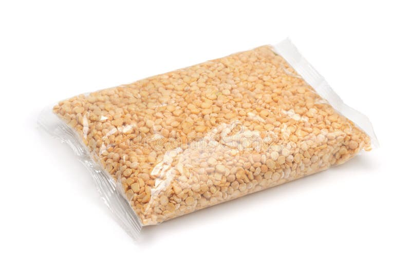 Plastic Bag of Dried Yellow Split Peas Stock Photo Image of isolated