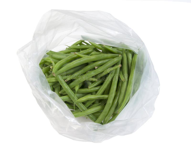 Plastic Bag Full of Fresh Green Beans Stock Photo Image of beans