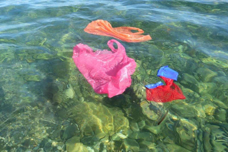 Colorful Plastic Bags Floating In The Ocean Stock Image Image of philippines, disaster 125605723