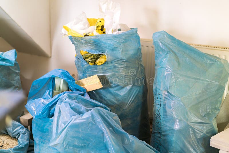 Plastic Bags Full of Used Building Materials Stock Photo Image of