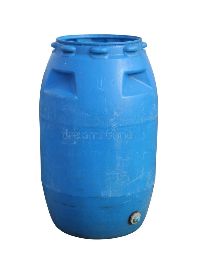 Plastic Barrel Container Isolated on White Background. Plastic Storage