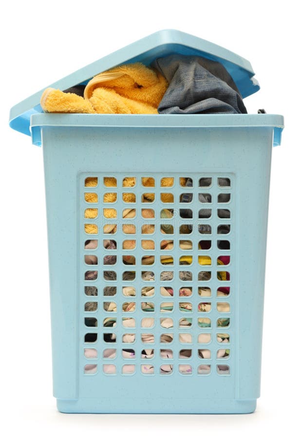 Plastic Basket with Clothes Stock Image Image of textile, basket