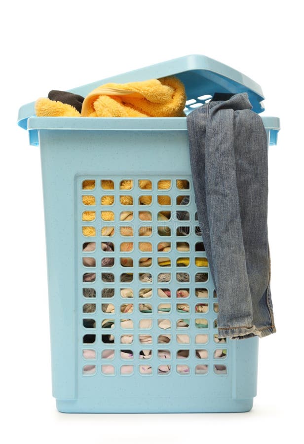 Plastic Basket with Clothes Stock Photo Image of heap, garment 37079542