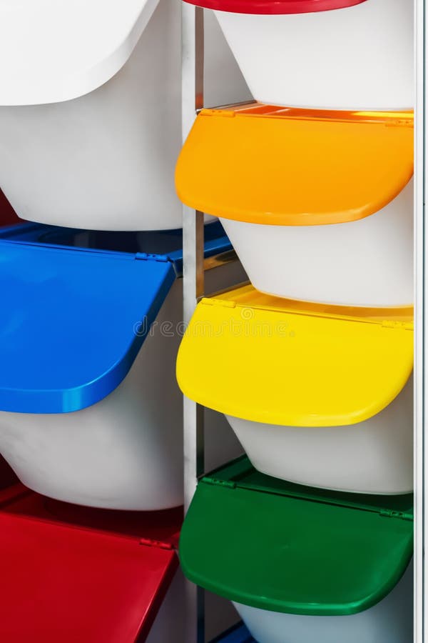 Plastic Basket with Colorcoded Caps are Used for Production Stock