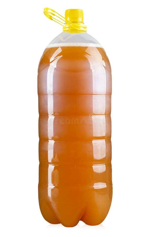Plastic Bottle of Beer with Handles Isolated on White Background. Full