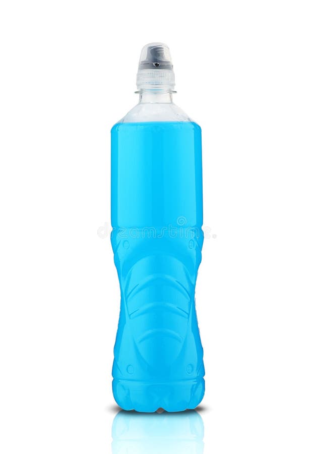 Plastic Bottle with Blue Drink Stock Image Image of blue, reflection