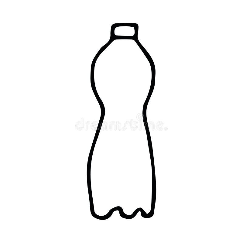 Plastic bottle hand drawn in doodle style. , scandinavian, monochrome. single element for design sticker, card, poster, flyer. royalty free illustration