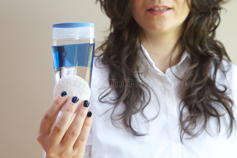 A Plastic Bottle of Nail Varnish Stock Photo Image of cotton, beauty