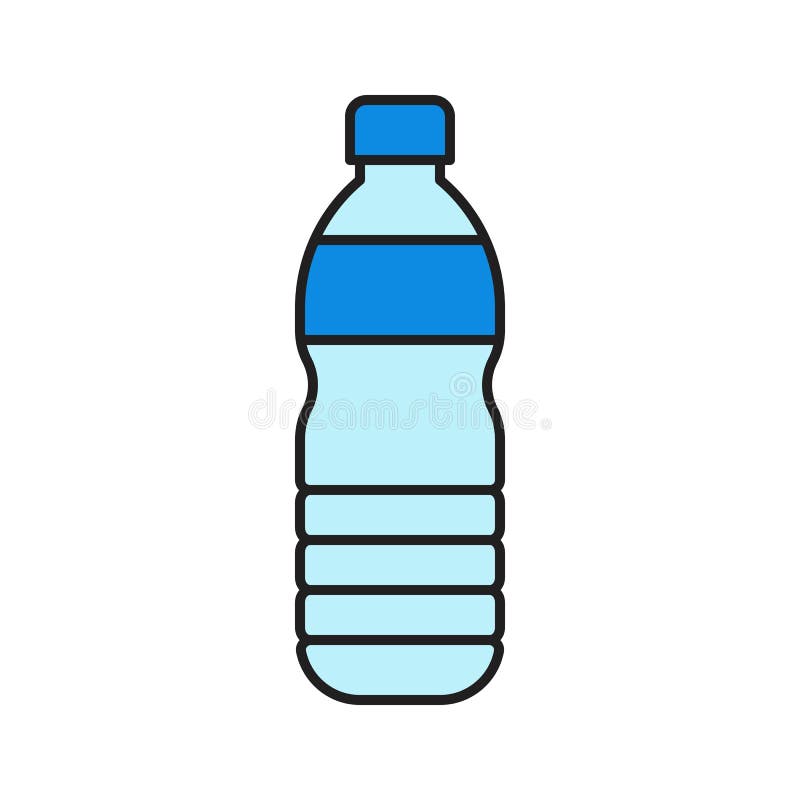 Plastic Bottle Vector Illustration, Filled Style Editable Outline Icon