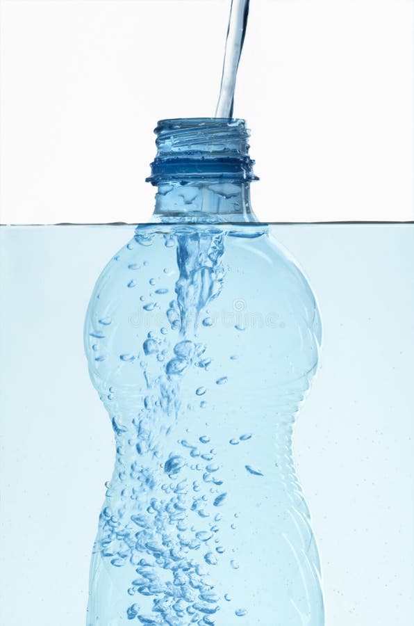 Plastic Bottle in Water with Bubbles Inside Stock Image Image of