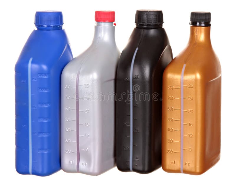 Plastic bottles from automobile oils isolated on a white background. See my other works in portfolio.