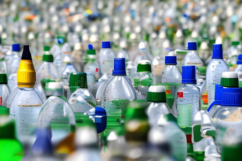 Plastic Bottles Depicting Pollution AI Generated Stock Illustration