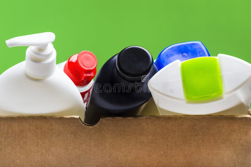 Plastic Bottles in a Paper Box. Recyclable Plastic Stock Photo Image