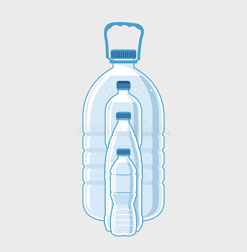 Different bottles and water containers Royalty Free Vector