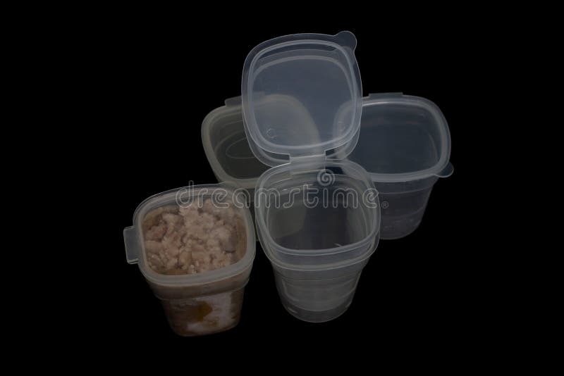 Plastic boxes for frozen food of children. stock photos Plastic boxes for frozen food of children. stock photos