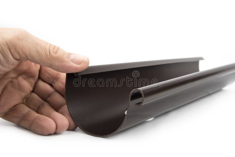 Plastic Brown Gutter on a White Background Stock Image Image of